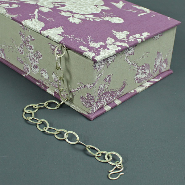 Flieder Taupe gemustertes Schmuckkästchen Toile de Jouy