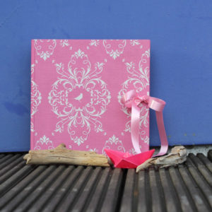 Pink farbenes Gästebuch im Toile de Jouy Stil