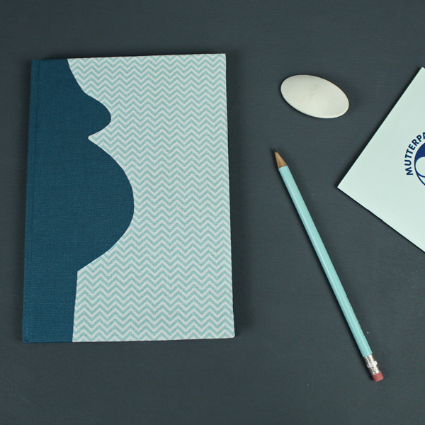 Blaues Schwangerschaftstagebuch Chevron
