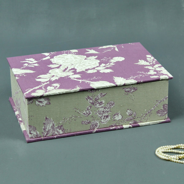 Kleines lila Schmuck Kästchen Toile de Jouy