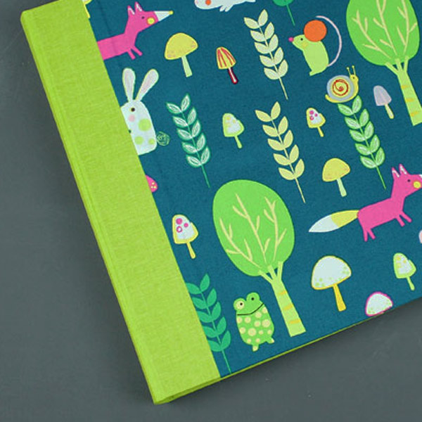 Petrol buntes babyfotoalbum Fuchs und Hase