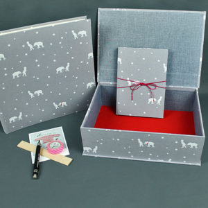 Baby Erinnerungsbox Taupe Weiß Rot