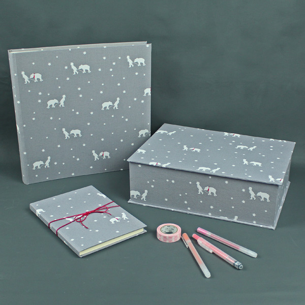 Baby Erinnerungsbox Set, Box Fotoalbum Babytagebuch in Taupe