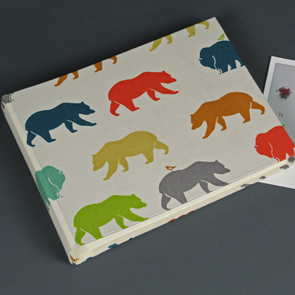 Kleines fröhlich buntes Kinderfotoalbum mit Bärenmotiv