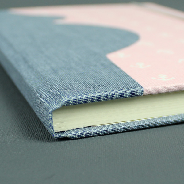 Stoff bezogenes grau rosa Schwangerschaftstagebuch