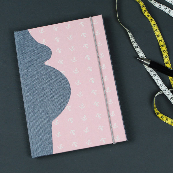 Schwangerschaftstagebuch grau rosa mit weißen Ankern