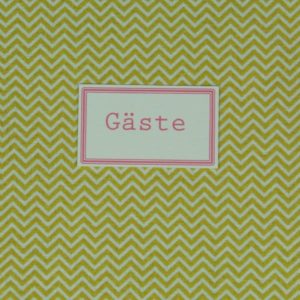 Stoff bezogenes Gästebuch gelb weiß Chevron Muster