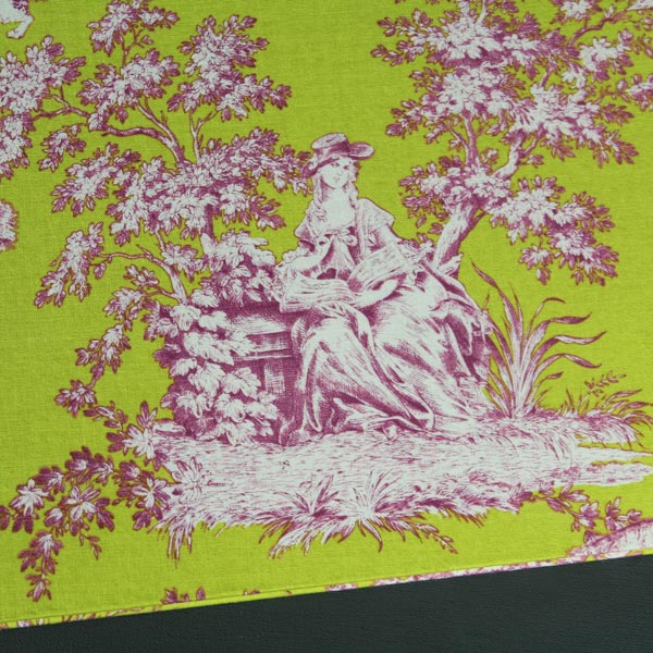Fotoalbum, Toile de Jouy, limonengrün, pink