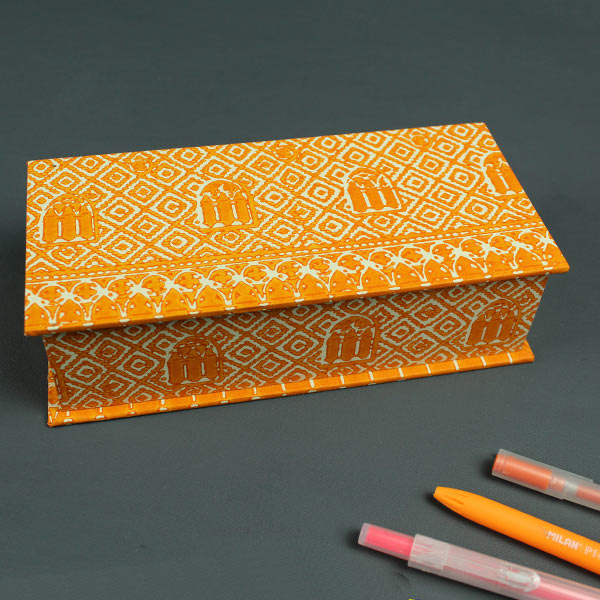 Stiftekästchen Orange Creme mit Venedig Motive