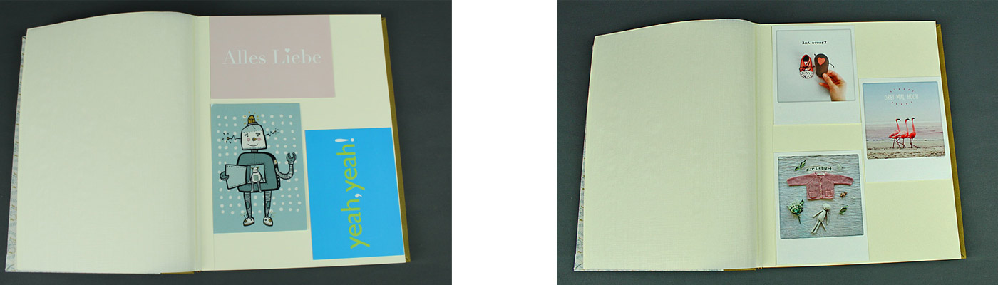 Bestückungsmöglichkeit des Fotoalbums Hochkant