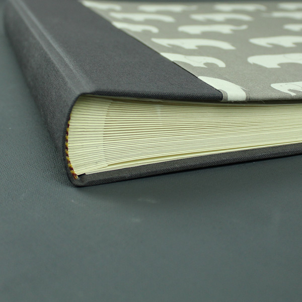 Stoff Kinderfotoalbum taufe taupe creme Elefanten