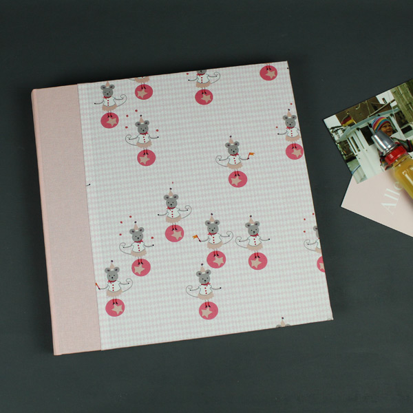 Apricot rosa Fotoalbum mit jonglierenden Mäusemädchen