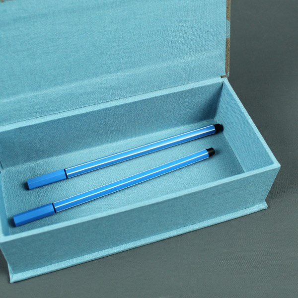 Stiftekasten blau braun Füchse