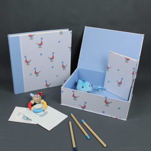 Baby Erinnerungs Box Set Hellblau Weiß