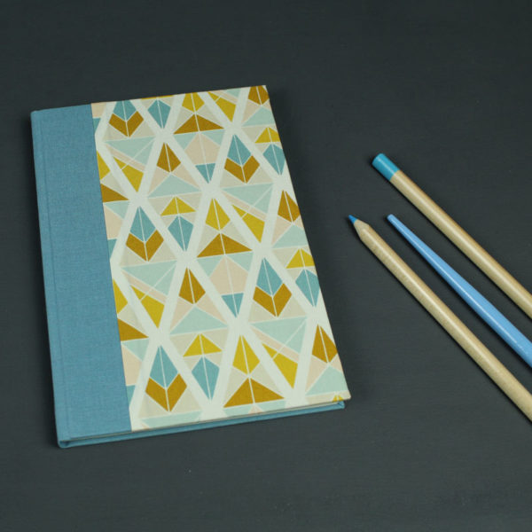 Blaugrau Gold gemustertes Tagebuch
