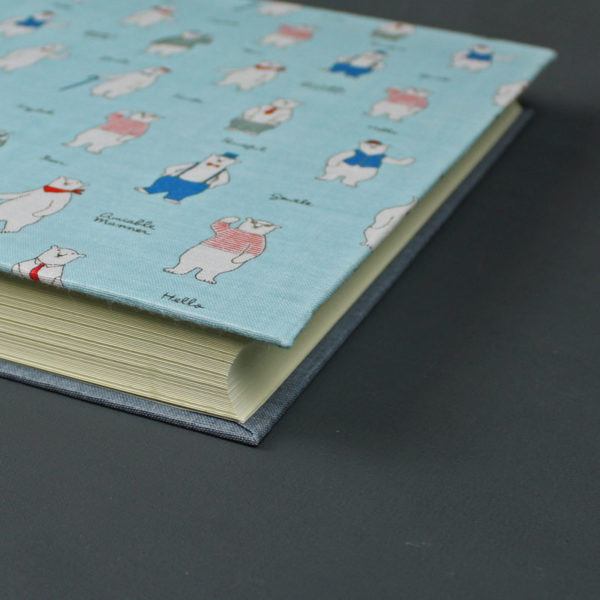 Grau blaues Babyfotoalbum mit Bären
