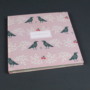 Hochzeit Gästebuch quadratisch rosa grau mit Vögeln