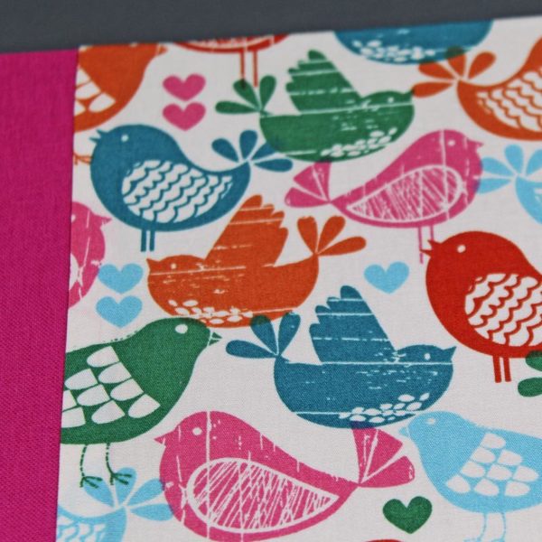Freundebuch pink mit bunten Vögeln