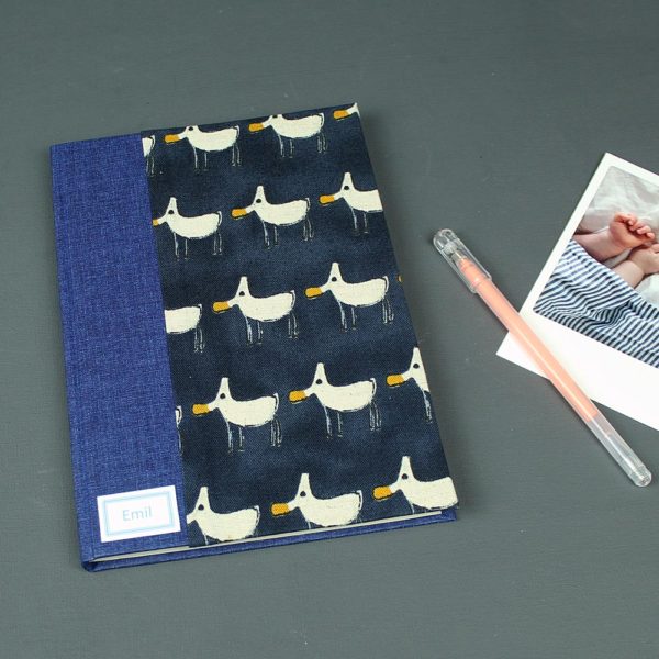 Maritimes Babytagebuch mit Möwen