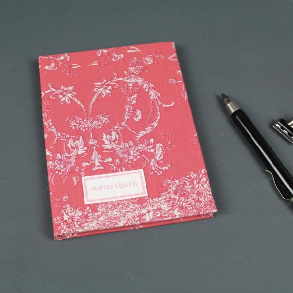 Altrosa creme gemustertes DIN A6 Adressbuch