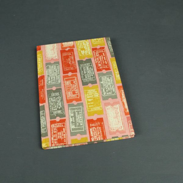 Notizbuch DIN A5 mit rosa orange roten Billets bedruckt