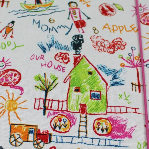 Babytagebuch DIN A5 kariert mit bunten Kinderzeichnungen