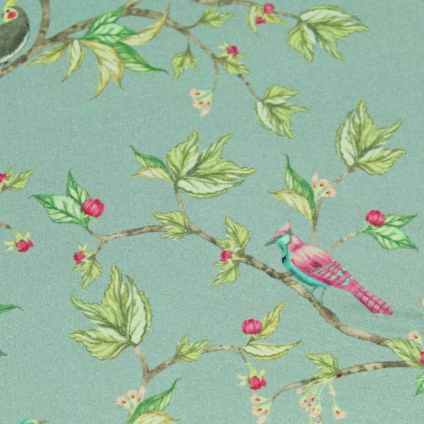 Ewiger Kalender graugrün mit pink Paradiesvögeln
