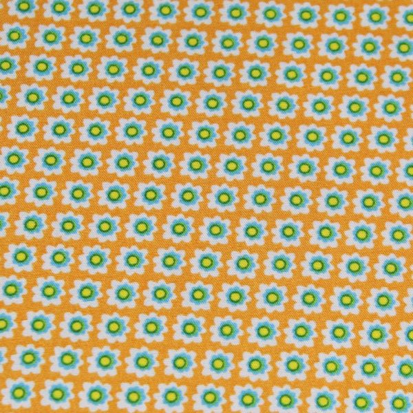 orange ewiger Kalender mit zarten kleinen Blüten in türkis gelb
