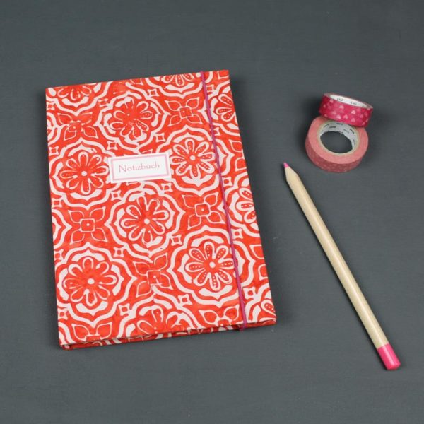 Tagebuch Stoff bezogen in orange creme