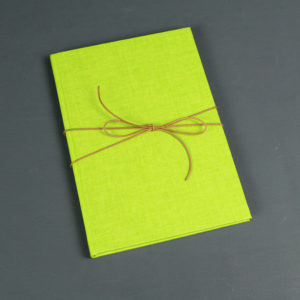 DIN A5 Notiz-oderTagebuch in Grasgrün mit Lederband