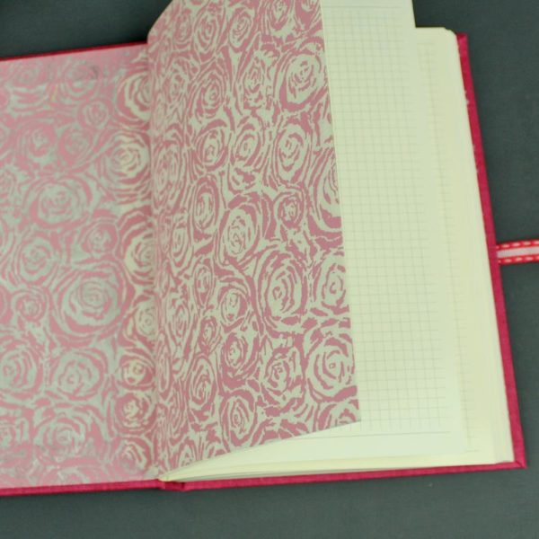 Notizbuch DIN A5 pink mit Rosenmuster