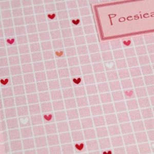 Poesiealbum mit einem zart rosa weiß karierten Stoff bezogen