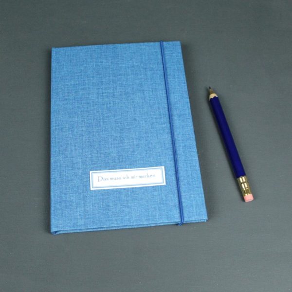 Liniertes Tagebuch DIN A5 mit blauem Leinen bezogen
