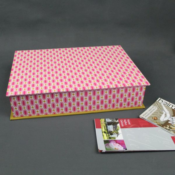 Schreibtischkasten grafisch pink senfgelb