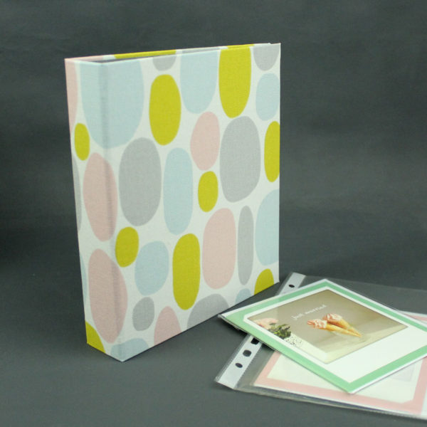 DIN A5 Ordner mit creme pastell gemusterten Canvasstoff