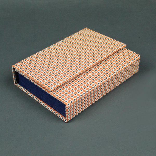 Spielkarten Kästchen orange blau gemustert