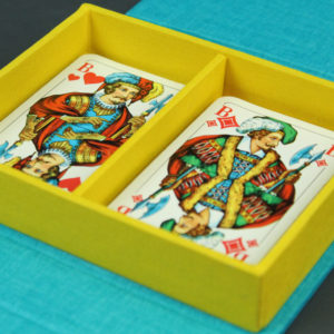 Kartenspielschachtel Türkis Gelb