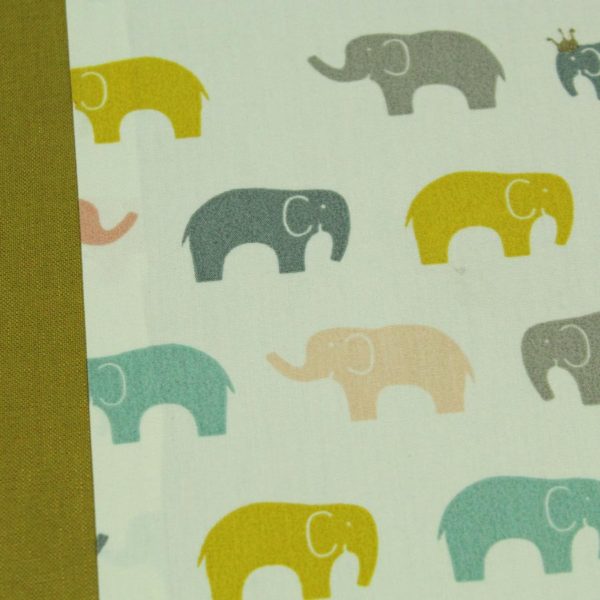Senfgelb creme gemustertes Babytagebuch mit Elefanten