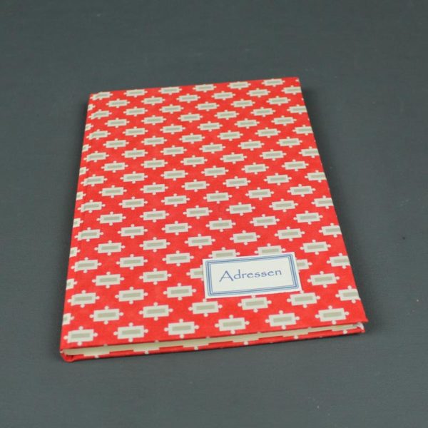 Adressbuch DIN A5 grafisch knallrot mit kleinen Ornamenten