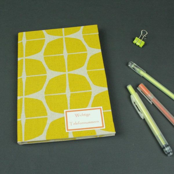 DIN A5 Adressbuch gelb creme