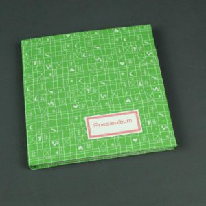 Poesiealbum quadratisch grün weißes Hähnchenmuster