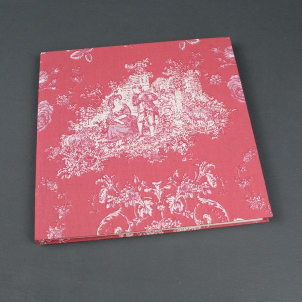 Gästebuch quadratisch altrosa creme Toile de Jouy