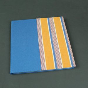 Gästebuch blanko quadratisch blau weiß gelb gestreift