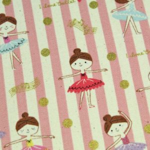 Rosa creme gestreiftes Poesiealbum mit Ballettmädchen