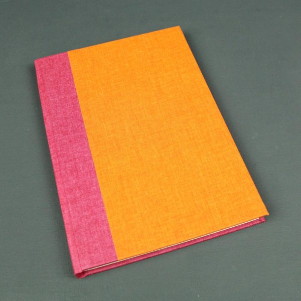 Tagebuch DIN A5 in pink und orange Leinen bezogen