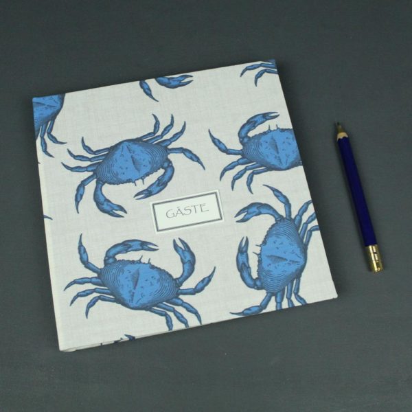 Gästebuch maritim mit blauen Krabben