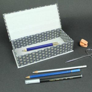 Stifteschachtel blau silber