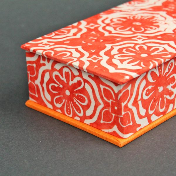 Stifteschachtel orange creme Batiklook