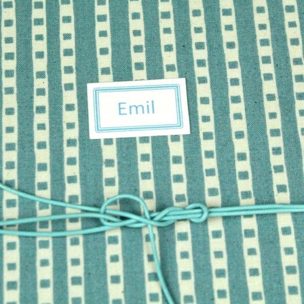 Notizbuch DIN A5 retro nebelblau creme gemustert mit Punkten