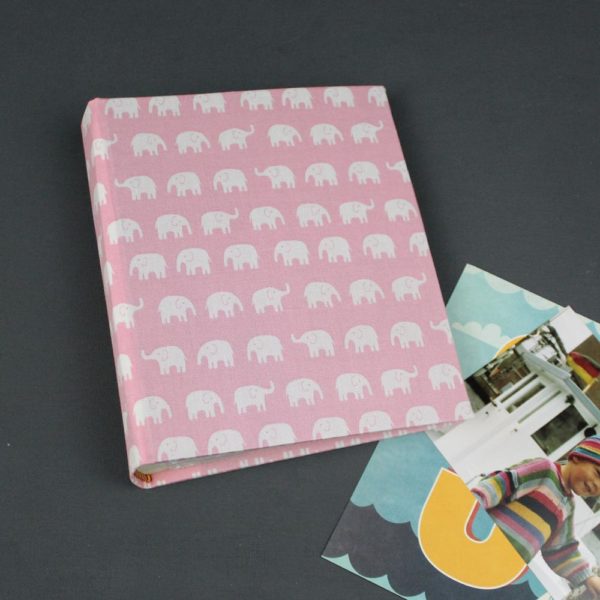 DIN A5 Einsteckalbum rosa mit Elefanten